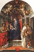 Filippino Lippi Madonna and Child Enthroned with SS.John the Baptist,Victor,Ber-nard,and Zenbius oil painting reproduction